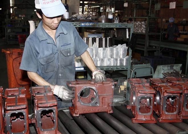 The August industrial production index ups 9 percent from a year earlier (Photo: VNA)